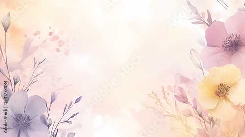watercolor flowers border poster background