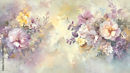 watercolor flowers border poster background
