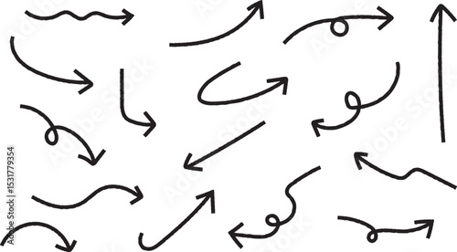 手描きのシンプル矢印あしらい素材