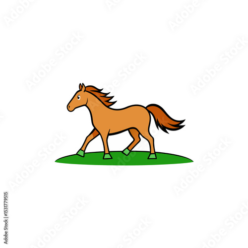 realistic horse galloping across meadow on white 