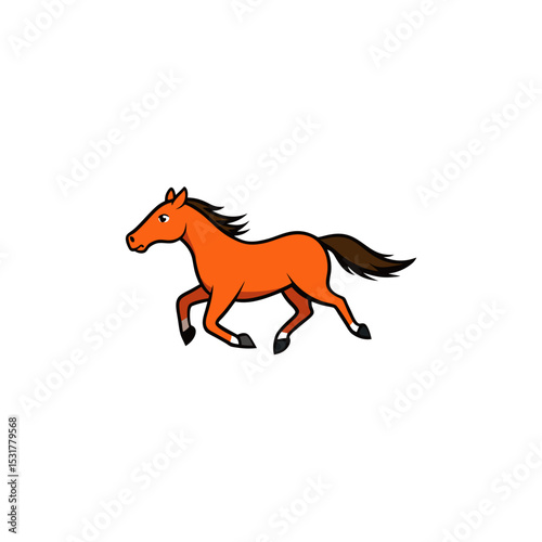 realistic horse galloping fast on white background