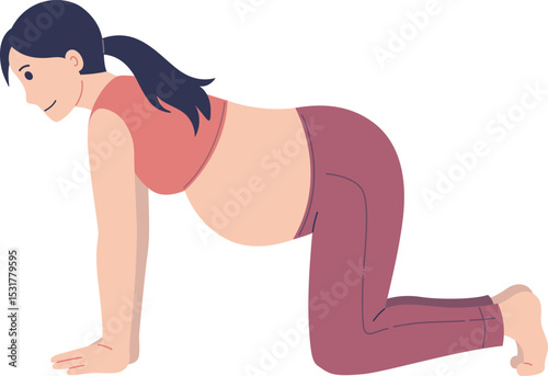 Pregnant Woman Stretching in Yoga Pose