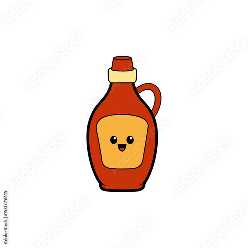 realistic maple syrup bottle on white background 