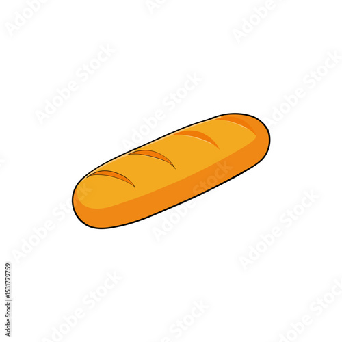 realistic loaf of french bread on white background