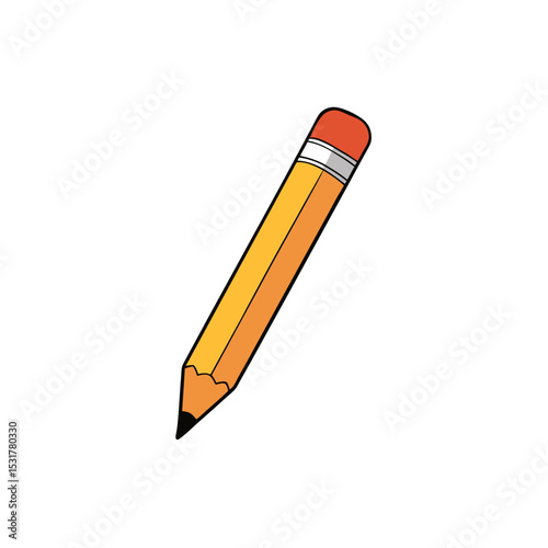 realistic pencil with eraser on white background  
