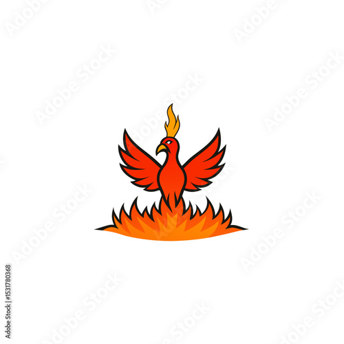 realistic phoenix rising from ashes on white 