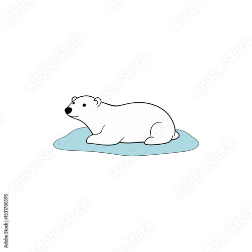 realistic polar bear resting on ice on white 