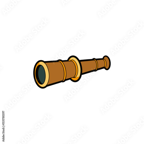 realistic pirate spyglass on white background  