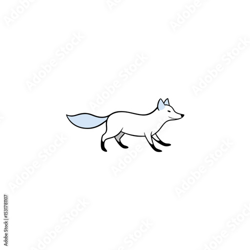 realistic snow fox running across tundra on white 
