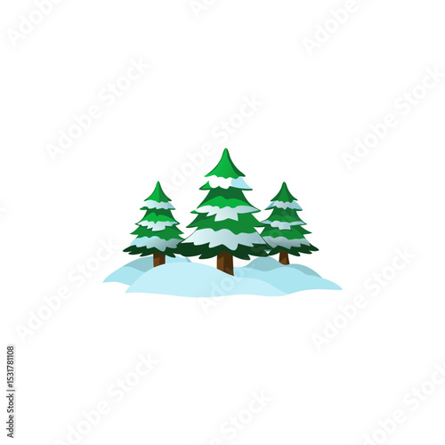 realistic snow covered pine trees on white 