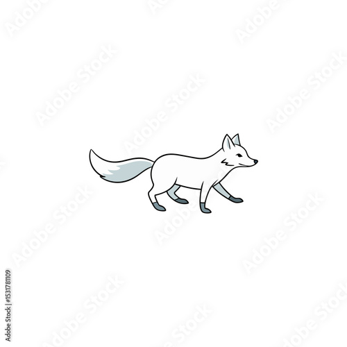 realistic snow fox running across tundra on white 