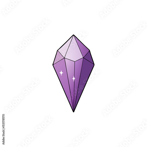 realistic sparkling amethyst crystal on white 