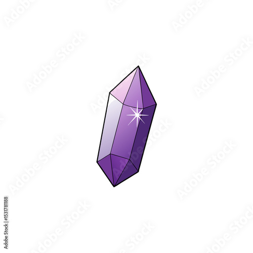 realistic sparkling amethyst crystal on white 