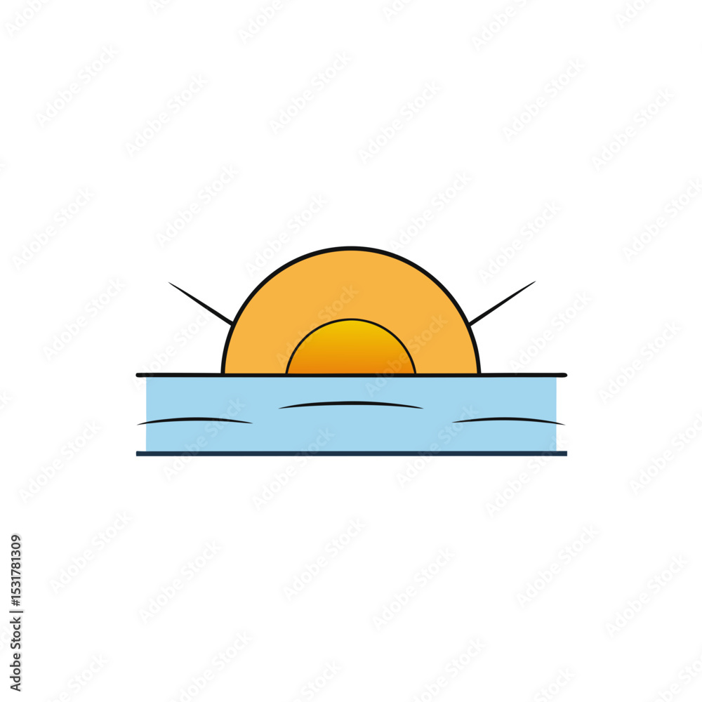 Fototapeta premium realistic sunrise over ocean horizon on white 