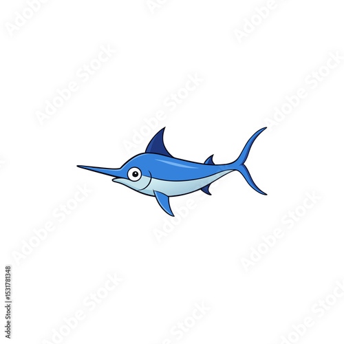 realistic swordfish underwater scene on white 