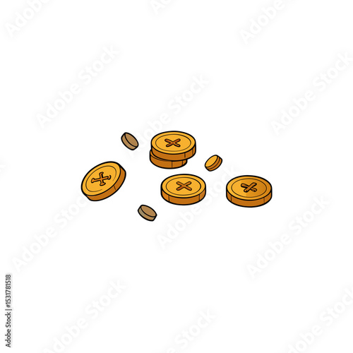 realistic treasure coins scattered on white 
