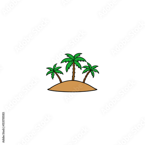realistic tropical island with palm trees on white