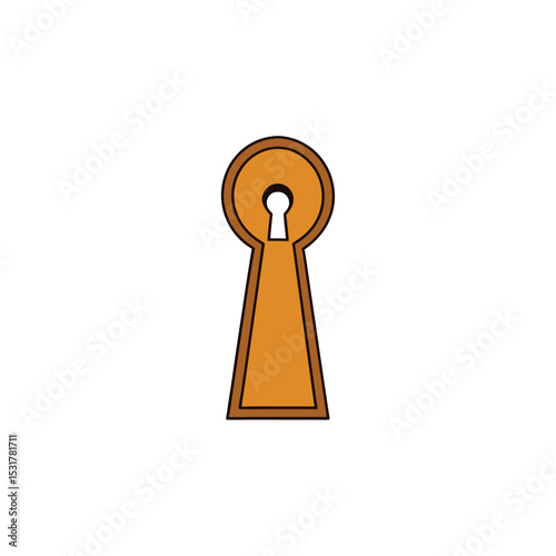 realistic vintage keyhole on white background  