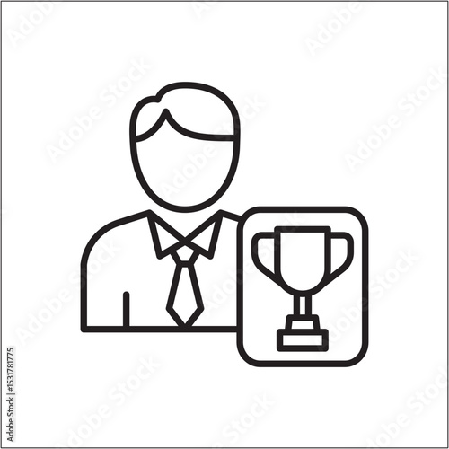 Employee award icon. The best worker symbol. icon symbol of success, businessman, winner, victory, win, awarded, rewarded, champion, achieved, achievement. vector illustration., 