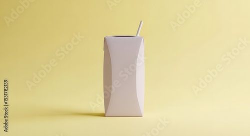 Wallpaper Mural A Minimalist Still Life  Clean Packaging Design of a Beverage Carton Against a Pale Yellow Background Torontodigital.ca