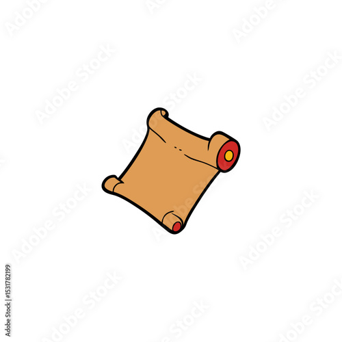 single paper scroll map on white background  old 