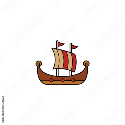 viking longship illustration on white background  .svg