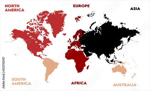 Atlas-03, modern world map graphic, Countries Silhouettes Stock Illustrations, Vectors