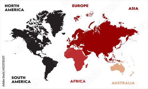 Atlas-09, modern world map graphic, Countries Silhouettes Stock Illustrations, Vectors