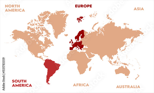 Atlas-12, modern world map graphic, Countries Silhouettes Stock Illustrations, Vectors