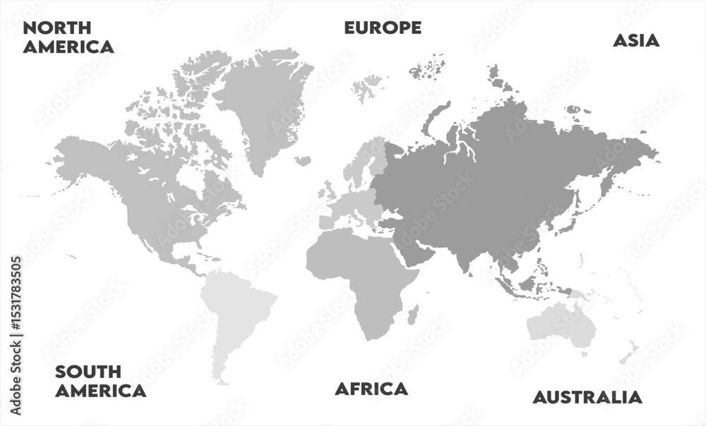 Naklejka premium Country borders map-03, modern world map graphic, Countries Silhouettes Stock Illustrations, Vectors