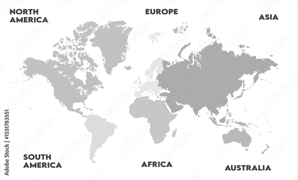 Naklejka premium Country borders map-04, modern world map graphic, Countries Silhouettes Stock Illustrations, Vectors