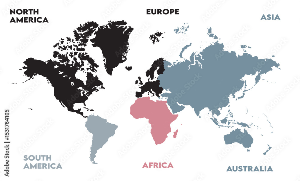 Naklejka premium Economic map-11, modern world map graphic, Countries Silhouettes Stock Illustrations, Vectors