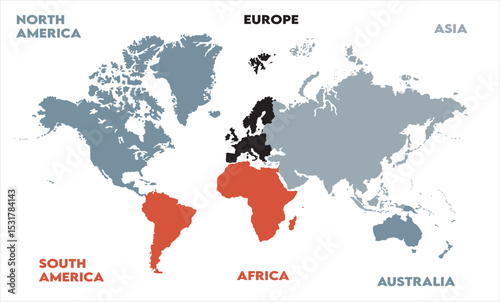 Economic map-14, modern world map graphic, Countries Silhouettes Stock Illustrations, Vectors