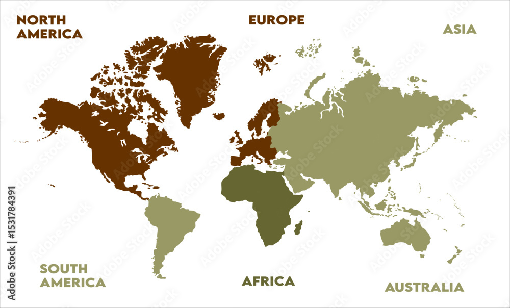 Fototapeta premium Geographic map-04, modern world map graphic, Countries Silhouettes Stock Illustrations, Vectors