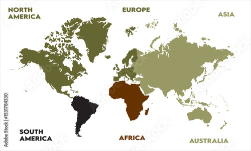 Geographic map-01, modern world map graphic, Countries Silhouettes Stock Illustrations, Vectors