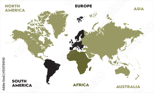 Geographic map-08, modern world map graphic, Countries Silhouettes Stock Illustrations, Vectors