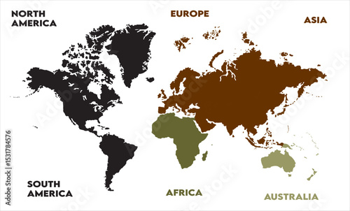 Geographic map-09, modern world map graphic, Countries Silhouettes Stock Illustrations, Vectors