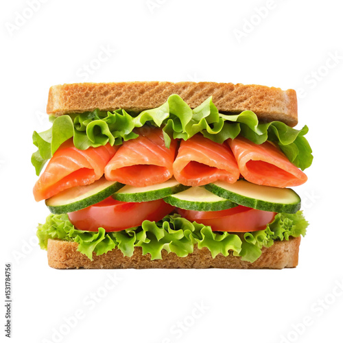 Sandwich with cream cheese, lettuce isolated, and Tasty food isolated