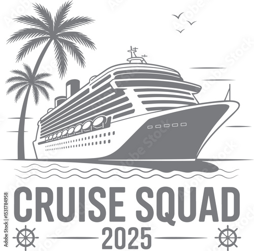 cruise squad 2025, cruise vector illustration, cruise trip 2025, family cruise trip