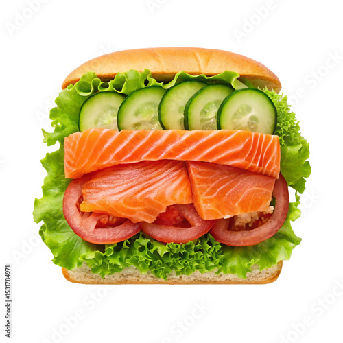 Sandwich with cream cheese, lettuce isolated, and Tasty food isolated