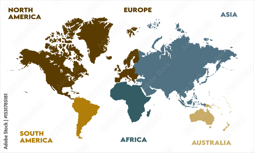 Naklejka premium Global map-04, modern world map graphic, Countries Silhouettes Stock Illustrations, Vectors