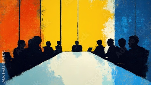 Strategic business meeting corporate office group discussion professional environment silhouetted view leadership insights