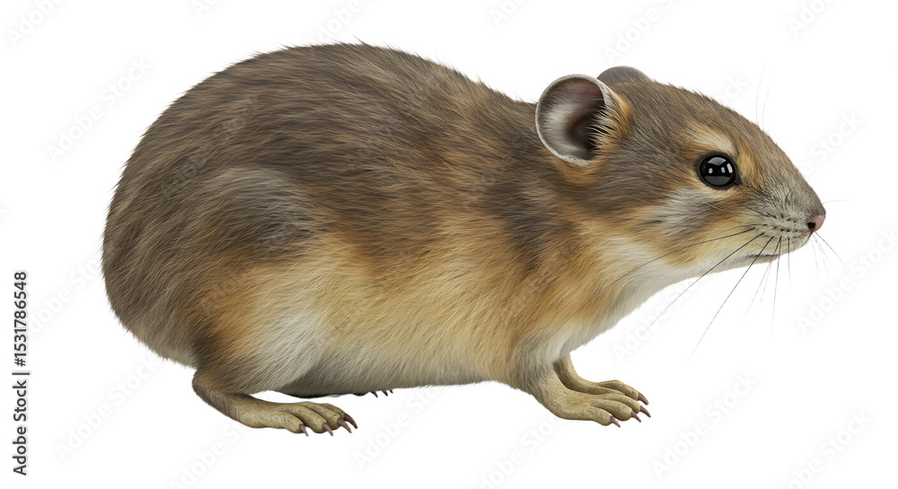Alert Pika with Detailed Fur Texture and Small Rounded Ears Side View Alert Pika with Detailed Fur Texture and Small Rounded Ears Side View