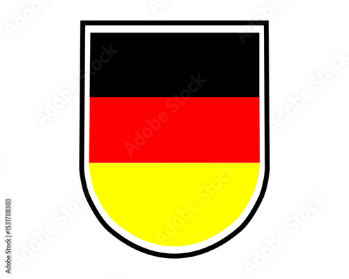 Round button icon with waving German flag, a patriotic symbol for the European nation of Germany