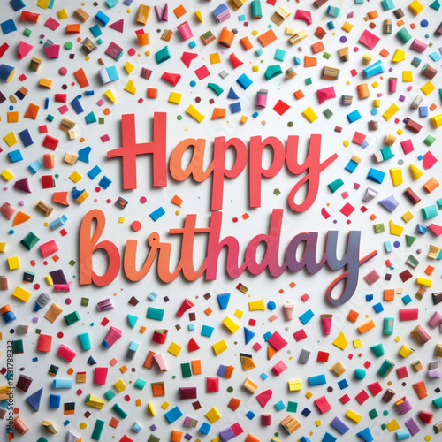 Happy birthday paper confetti sign