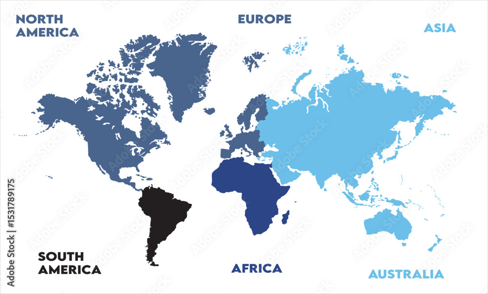 Naklejka premium Minimalist map-01, modern world map graphic, Countries Silhouettes Stock Illustrations, Vectors