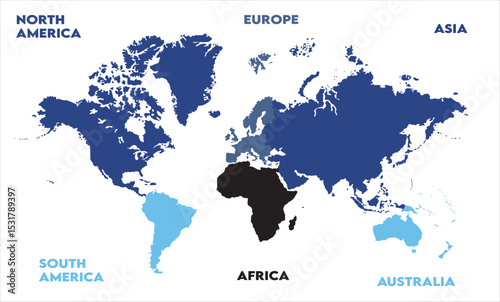 Minimalist map-06, modern world map graphic, Countries Silhouettes Stock Illustrations, Vectors