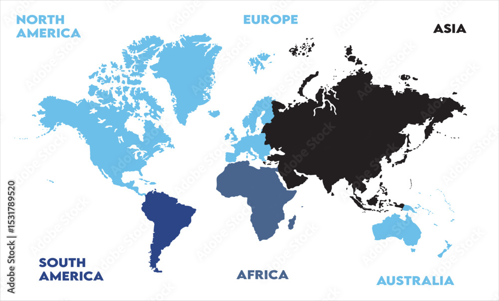 Fototapeta premium Minimalist map-10, modern world map graphic, Countries Silhouettes Stock Illustrations, Vectors