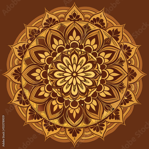 Elaborate vintage gold floral mandala pattern vector illustration