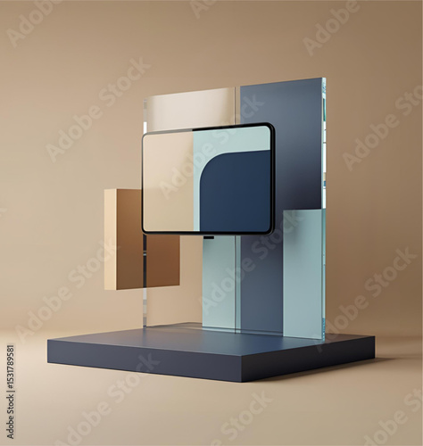 3d render of a modern kitchen sink with a door handle